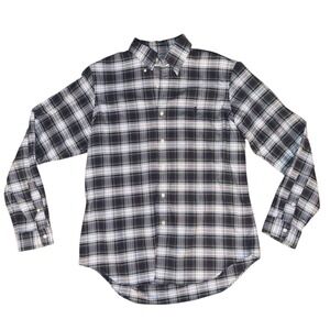 RALPH LAUREN Polo Navy Forrest Green Plaid Button Collar Long Sleeve Men Large